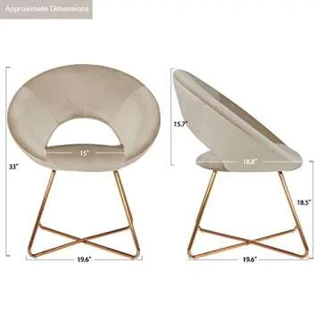 DUHOME Modern Accent Velvet Chairs Dining Chairs Single Sofa Comfy Upholstered Arm Chair Living Room Furniture Mid-Century Leisure Lounge Chairs with Golden Metal Frame Legs 1 PCS Khaki