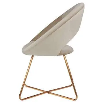 DUHOME Modern Accent Velvet Chairs Dining Chairs Single Sofa Comfy Upholstered Arm Chair Living Room Furniture Mid-Century Leisure Lounge Chairs with Golden Metal Frame Legs 1 PCS Khaki