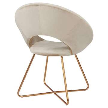 DUHOME Modern Accent Velvet Chairs Dining Chairs Single Sofa Comfy Upholstered Arm Chair Living Room Furniture Mid-Century Leisure Lounge Chairs with Golden Metal Frame Legs 1 PCS Khaki