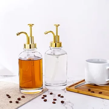 Elegant 2 Pack Glass Soap Dispensers with Gold Pump