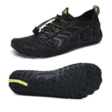 UBFEN Water Shoes Aqua Shoes Swim Shoes Mens Womens Beach Sports Quick Dry Barefoot for Boating Fishing Diving Surfing Black Color Size US 8.5 Women 7 Men