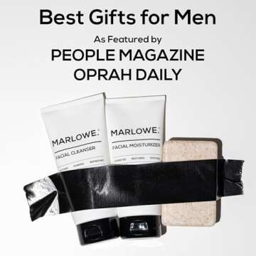 MARLOWE. Best Sellers Kit No. 203, Features Signature No. 102 Original Body Scrub Soap Bar, No. 121 Facial Cleanser & No. 123 Facial Moisturizer, Great Gift for Men