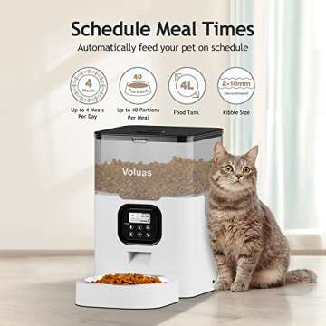 VOLUAS Automatic Cat Feeders - Dry Food Dispenser with Timer, Desiccant Bag, Programmable Portion Si...