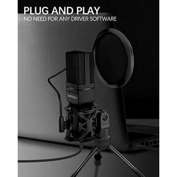 XIIVIO USB Microphone, Computer Microphone for PC Gaming Condenser Mic with Tripod Stand and Pop Fil...