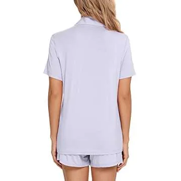 Senert Pajamas Set For Women Short Sleeve Sleepwear Soft Button Down Pjs Set Nightwear Lounge Sets