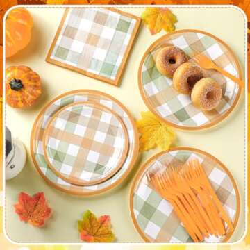 Honeydak Fall Plaid Party Supplies for Thanksgiving Dinner
