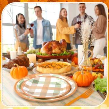 Honeydak Fall Plaid Party Supplies for Thanksgiving Dinner