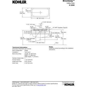 KOHLER Brockway 3' Wall-Mount Sink with 2 Faucet Holes