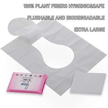 MA CHÉRIE Disposable Toilet Seat Cover 60 Pcs,Extra Large,Flushable,Travel and Pocket Size