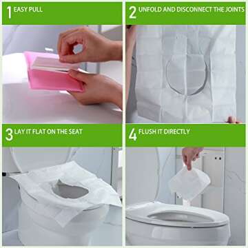 MA CHÉRIE Disposable Toilet Seat Cover 60 Pcs,Extra Large,Flushable,Travel and Pocket Size