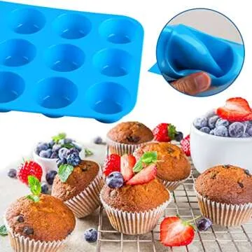 Sidosir Silicone Muffin Pans - Non-Stick & Reusable