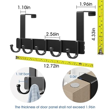 Sturdy Over The Door Hooks 5-Hook Hanger for Any Room