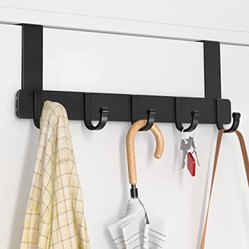 Sturdy Over The Door Hooks 5-Hook Hanger for Any Room