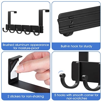 Sturdy Over The Door Hooks 5-Hook Hanger for Any Room