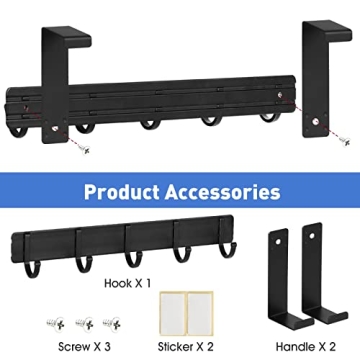 Sturdy Over The Door Hooks 5-Hook Hanger for Any Room