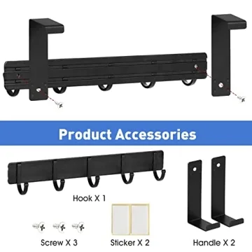 Sturdy Over The Door Hooks 5-Hook Hanger for Any Room