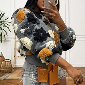 Floral Print Fleece Bomber Jacket for Women