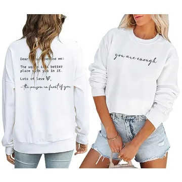 JINTING You Are Enough Sweatshirt for Women - Inspirational Pullover Top