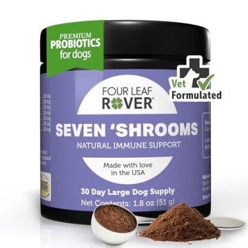 Four Leaf Rover Seven Shrooms - Organic Mushroom Supplement for Dogs - Veterinarian Formulated Whole...