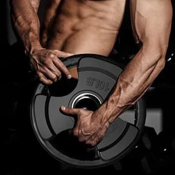 RitFit Weight Plates for Barbell, 2-Inch Olympic Rubber Grip Plates for Weightlifting and Strength Training in Home & Gym, Single, Pair and Sets(10LB, Pair)