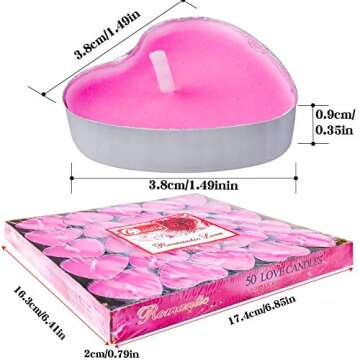 50Pack Heart Shaped Tealight Candles(25x2 Layers),Romantic Love Unscented Tea Lights Candles,Driples...
