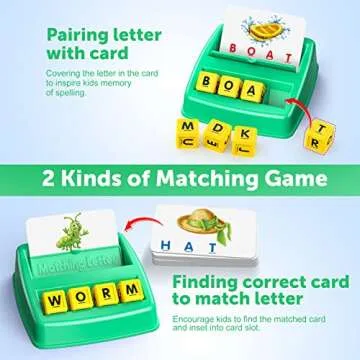 Toys for 3-8 Year Olds Boys Girls, Matching Letter Game Educational Games for Kids Ages 3-8 Hallowee...