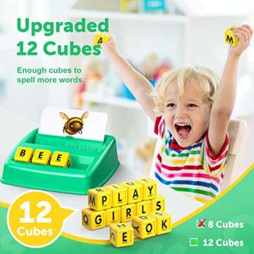 Toys for 3-8 Year Olds Boys Girls, Matching Letter Game Educational Games for Kids Ages 3-8 Halloween Birthday Gifts for 3-8 Year Olds Boys Girls Preschool Kindergarten Educational Spelling Toys Green