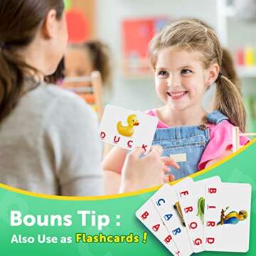 Toys for 3-8 Year Olds Boys Girls, Matching Letter Game Educational Games for Kids Ages 3-8 Halloween Birthday Gifts for 3-8 Year Olds Boys Girls Preschool Kindergarten Educational Spelling Toys Green