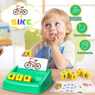 Toys for 3-8 Year Olds Boys Girls, Matching Letter Game Educational Games for Kids Ages 3-8 Halloween Birthday Gifts for 3-8 Year Olds Boys Girls Preschool Kindergarten Educational Spelling Toys Green