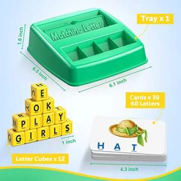 Toys for 3-8 Year Olds Boys Girls, Matching Letter Game Educational Games for Kids Ages 3-8 Halloween Birthday Gifts for 3-8 Year Olds Boys Girls Preschool Kindergarten Educational Spelling Toys Green