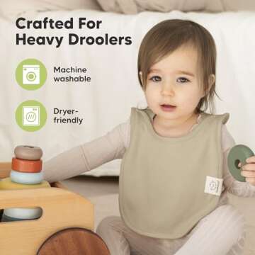 KeaBabies 8-Pack Baby Bibs for Boys, Girls - Pullover Bibs for Drooling Teething Baby Girl & Boy Toddler, Newborn, Soft & Absorbent, Cute Colors, Large Torso Coverage Keep Infant Clean & Dry (Brick)