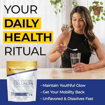 Transformation Grass-Fed Hydrolyzed Collagen Peptides Powder | Multi Types 1 & 3 | Pure Bovine | Keto Friendly | Supports Hair, Skin, Nails | 16oz Unflavored Supplement