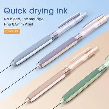 WRITECH Retractable Gel Ink Pens: 8ct Black Ink 0.5mm Extra Fine Point Tip Click Pen for Smooth Writing Journaling Drawing Note Taking Sketching No Bleed & Smear & Smudge Double Colors Duet-Grip