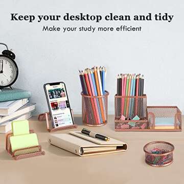 Pen Holder for Desk, 6 Pieces Mesh Desk Organizer set 3 Compartments pens holder, Mail Organizer Let...