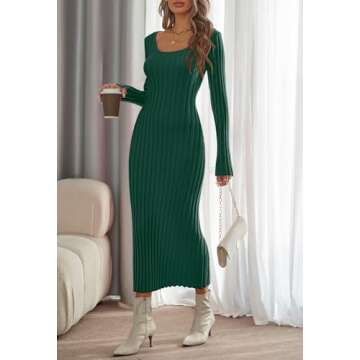 Trendy MEROKEETY Women's Long Sleeve Sweater Dress