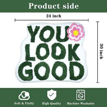Flecrand Large 24"x30" You Look Good Bath Mat Bathroom Rugs,Green Funny Bath mat,Anti Slip Microfiber Bath Decor Rugs for Tub,Kitchen mat,Cute Bath mat,Cool Rugs,Cute Rugs,Green Bathroom Rug