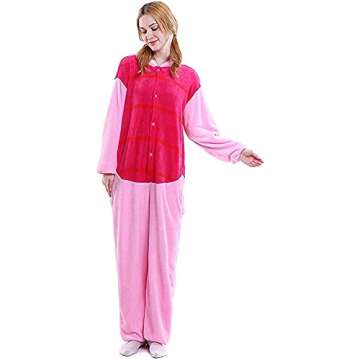 Unisex-adult Animal Onesie Pig Pajamas Cosplay Costume Halloween (Small (57.9-61.8 Inch), Piglet)
