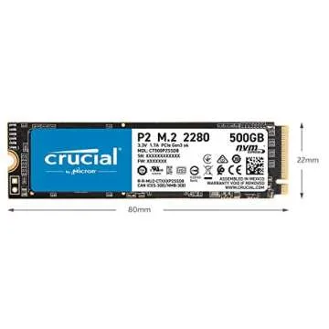 Crucial P2 500GB 3D NAND NVMe PCIe M.2 SSD Up to 2400MB/s - CT500P2SSD8