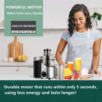 Juicer Extractor 400W Machines, 3" Feed Chute Juice Centrifugal for Whole Fruit and Vegetables, BPA Free, 3 Speeds Stainless Steel Juice Maker, Detachable, Easy to Clean (Brush Included)