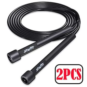 STARFIT Lightweight Jump Rope 2pcs for Fitness and Exercise,Adjustable Jump Ropes with Plastic Handl...