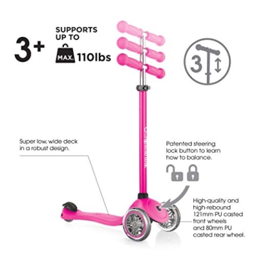 Globber Primo Pink Kids Kick Scooter Safe and Fun