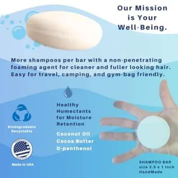 Spiraleaf Whiff Shampoo and Shave Bar UNSCENTED Limited Ingredients, No Scents or Colorings, Made USA, Concentrated Formula