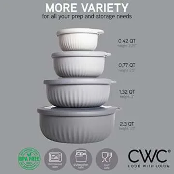 COOK WITH COLOR Prep Bowls with Lids- Wide and Deep Nesting Plastic Small Mixing Bowl Set with Lids,...