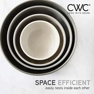 COOK WITH COLOR Prep Bowls with Lids- Wide and Deep Nesting Plastic Small Mixing Bowl Set with Lids, 8 Piece Set - Wide Bowls, Gray