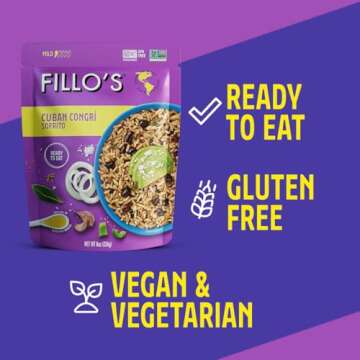 Fillo's Cuban Congri - Black Beans and Rice, Ready to Eat Rice with Beans, 8 oz Pk of 6, Gluten-Free...