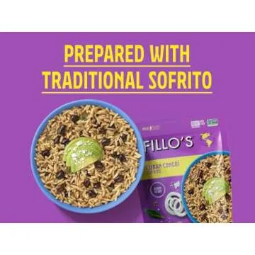 Fillo's Cuban Congri - Black Beans and Rice, Ready to Eat Rice with Beans, 8 oz Pk of 6, Gluten-Free, Preservative-Free, Microwavable Meals, Non-GMO, Vegan
