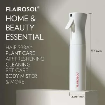 FLAIROSOL - The Original, Spray Bottle for Hair, Continuous Ultra Fine Water Mist Sprayer for Hairstyling, Barbers, Salons, Cleaning, Plants, 10.1oz/300ml (White Bottle-Coral Print)