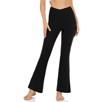 Women’s Bootcut Yoga Pants Tummy Control Flare Leggings High Waist Crossover Lounge Bell Bottom Jazz Dress Baseball Pants