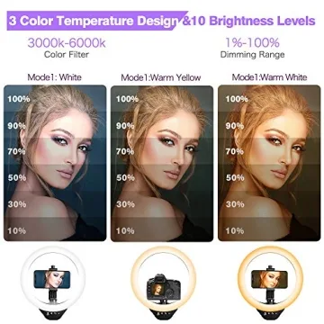 EICAUS 10'' Ring Light with Adjustable Tripod and Phone Holder