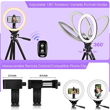 EICAUS 10'' Ring Light with Adjustable Tripod and Phone Holder
